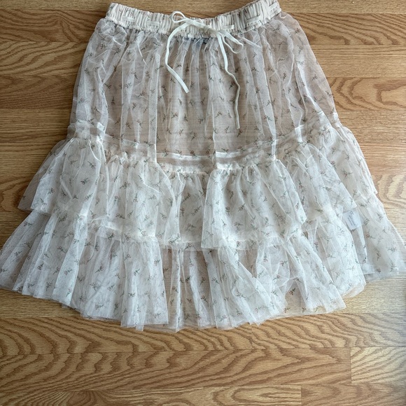 Tunnel Vision Louisa May Sheer Ruffle Creme Skirt - Picture 1 of 4